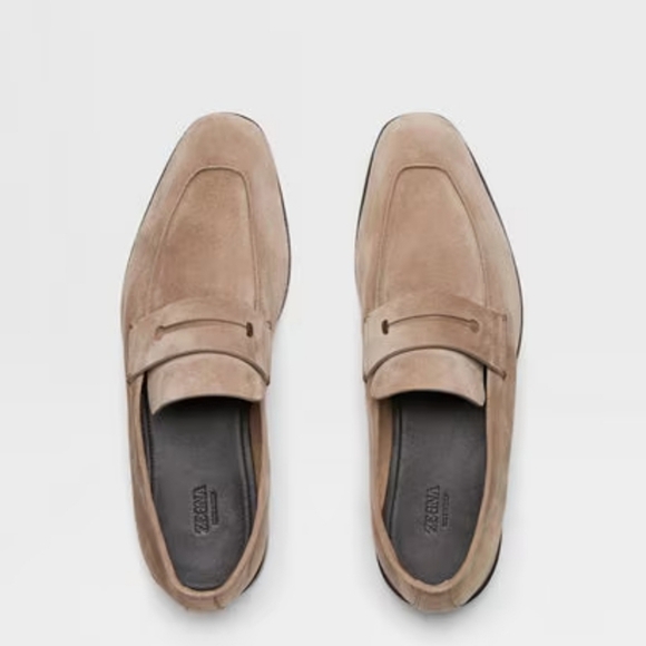 Zegna - L'asola Suede Loafers - Neutrals - Picture 2 of 8